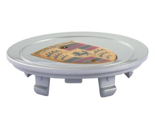 1x Wielnaafdop ORIGINEEL PORSCHE 911 993 966 986 ZILVEREN CREST GEKLEURD CONCAVE