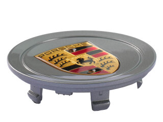 1x Wheel Hub Cap ORIGINAL PORSCHE 986 Boxster SEAL GREY Crest COLORED CONCAVE