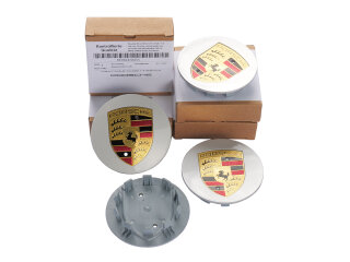 4 Coprimozzi ruota PORSCHE 911 997 Cayenne 9PA 987 Crest ARGENTO COLORATO CONCAVO