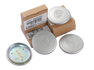 4 Coprimozzi ORIGINALI PORSCHE 911 F/G 70-83 METAL SILVER FUCHSFELGE