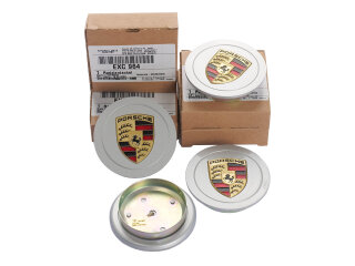 4 Coprimozzi ORIGINALI PORSCHE 911 964 ARGENTO METALLIZZATO con stemma COLORATO