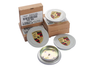4 Tapas de Buje ORIGINALES PORSCHE 911 964 METAL PLATEADO...