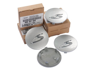 4x Radnabendeckel ORIGINAL PORSCHE 911 996 SILBER Carrera...
