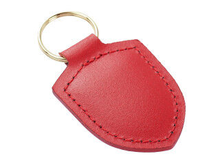 ORIGINELE PORSCHE METALEN ROOD LEDEREN SLEUTELHANGER MET CREST