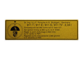 Autocollant de calage dallumage ORIGINAL PORSCHE 911 F 72-73