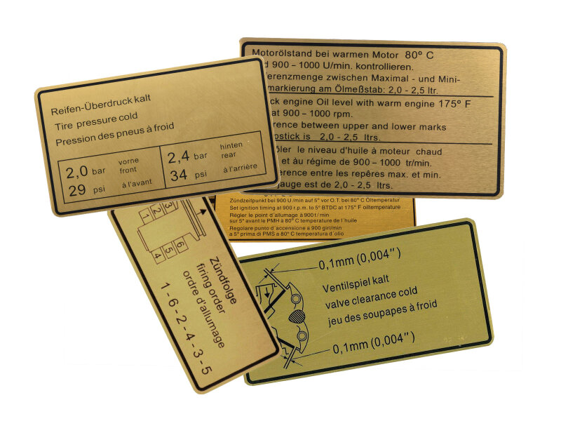 Plakborden motorruimte voor PORSCHE 911 G SC 3.0 78 stickers