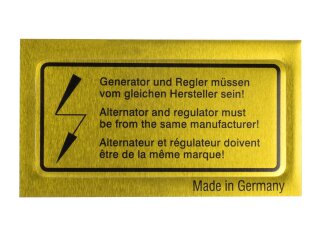 Aufkleber Lichtmaschinenregler für PORSCHE 911 F 914...