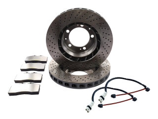 Brake discs + pads for PORSCHE 968 M030 incl. warning contacts SET FRONT