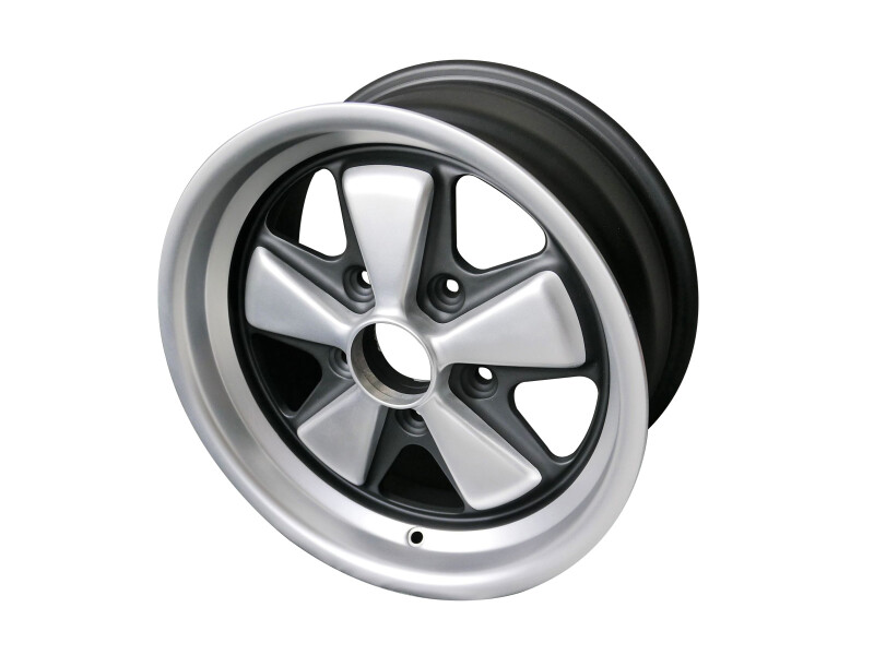 Lichtmetalen velg 7x15 ET23.3 voor PORSCHE 356 C 911 FG 914-6 944 Fuchs ZWART/ZILVER