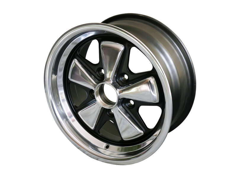 Cerchio in alluminio 7x15 ET23.3 per PORSCHE 356 C 911 F G 914-6 944 Fuchs NERO/LUCIDO