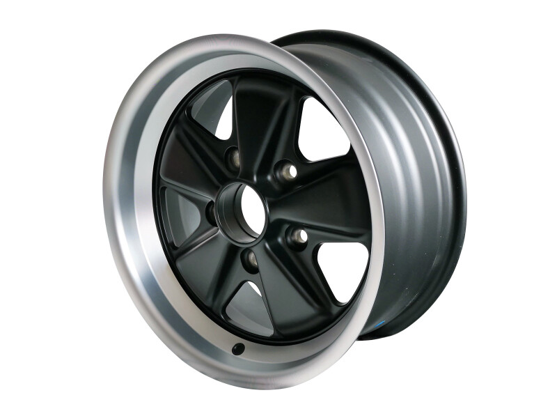 Aluminium velg 7x15 ET23.3 voor PORSCHE 356 C 911 F G 914-6 944 Fuchs Style MAT ZWART