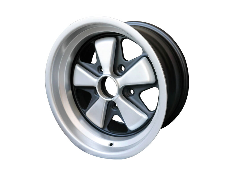 Jante de liga leve 5x15 ET10.6 para PORSCHE 911 G 930 914-6 944 924 Fuchs PRETO/PRATA