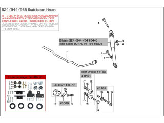 2x Barra Estabilizadora Traseira Sport Unibal para Porsche 924 944 968 + Parafusos Esquerdo + Direito