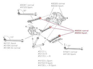 PORSCHE 993 ウィッシュボーン リア スポーツ用 2x ラバー ベアリング アクスル コントロール アーム + 30%
