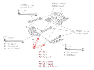 ポルシェ 993 用リア左右 V コントロール アーム (交換)
