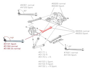 Jambe de force PORSCHE 993 triangle de suspension 110...