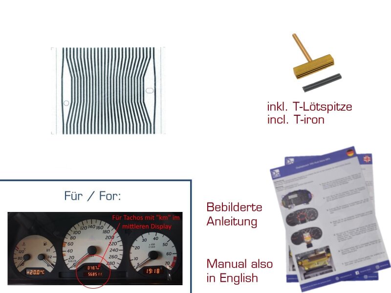 Lámina de contacto para velocímetro para pantalla de cuadro de instrumentos MERCEDES Clase E W210 CENTRAL V2