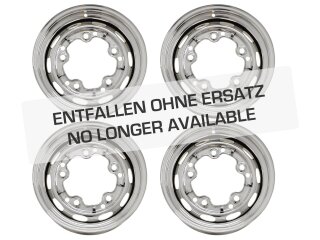 4 jantes en acier pour PORSCHE 356 et VW Coccinelle, 5x205 ET15, 5,5x15, chrom&eacute;es.