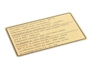 Etiqueta adhesiva de nivel de aceite del motor para PORSCHE 911 G 74-80 SC