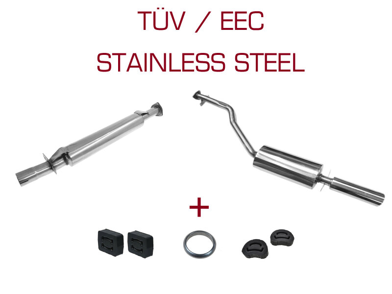 Système déchappement pour PORSCHE 924S 944 2.5 : Silencieux arrière + Silencieux central V2A