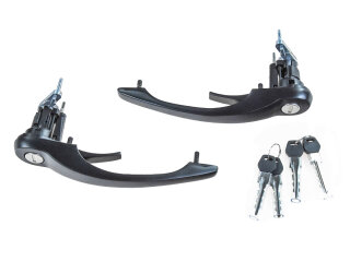 2x tirador de puerta para PORSCHE 911 F/G SC 930 70-89 EXTERIOR con cerradura NEGRO L+R