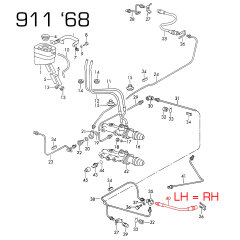 Mangueira de freio para PORSCHE 356 BC 60-65 911 F a 68 912 TRASEIRA FTE