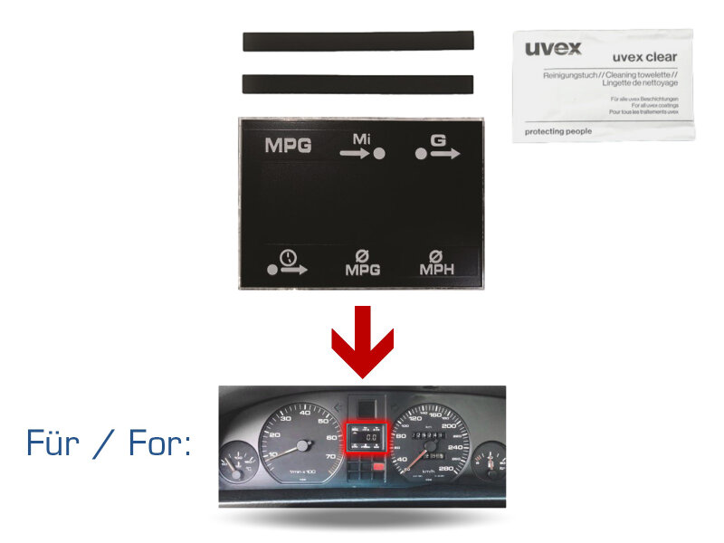 Tacho Display für AUDI 80 100 200 V8 Kombiinstrument Meilen MPH MFA FIS