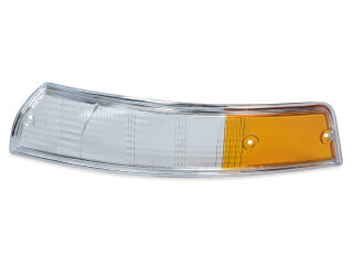 Indicator lens for PORSCHE 911 F 69-73 FRONT indicator WHITE-ORANGE CHROME LEFT