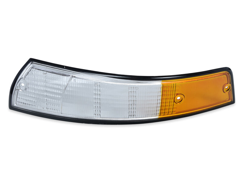 Indicator lens for PORSCHE 911 F 69-73 FRONT indicator WHITE-ORANGE BLACK LEFT