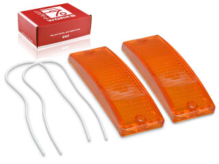 2 lentes de intermitentes para PORSCHE 911 G 74-89 SC 930. Intermitentes delanteros NARANJAS (izq.=der.)