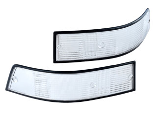 Lenti per fanali posteriori per PORSCHE 911 F/G 69-89 BIANCO TRASPARENTE CERCHIO NERO SINISTRO+DX