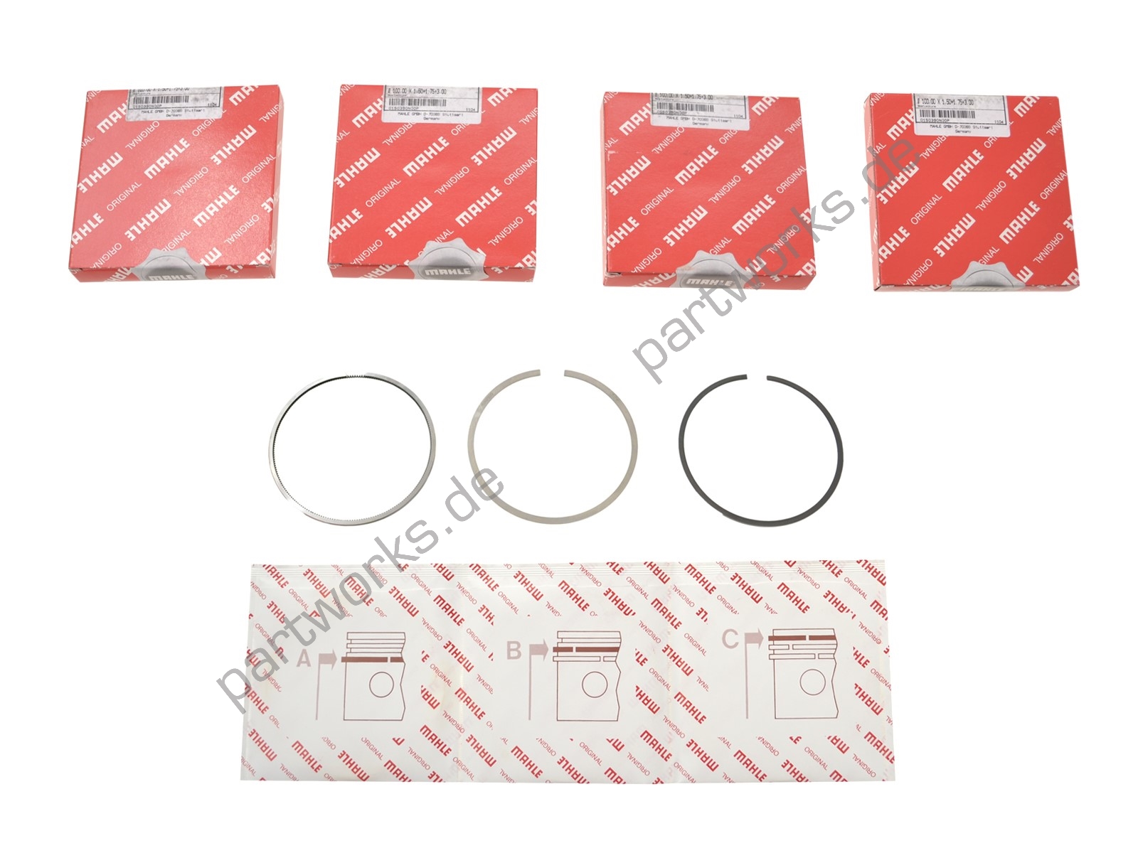 Piston rings set pour 4 cylindres MAHLE 011 69 N0-4